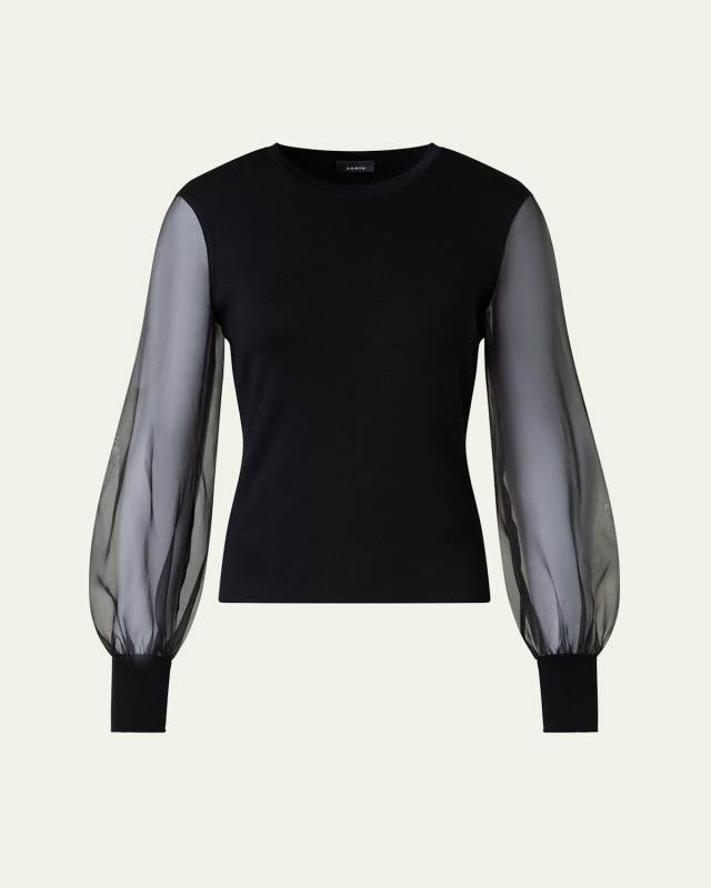 Organza Long Sleeve Knit Sweater
